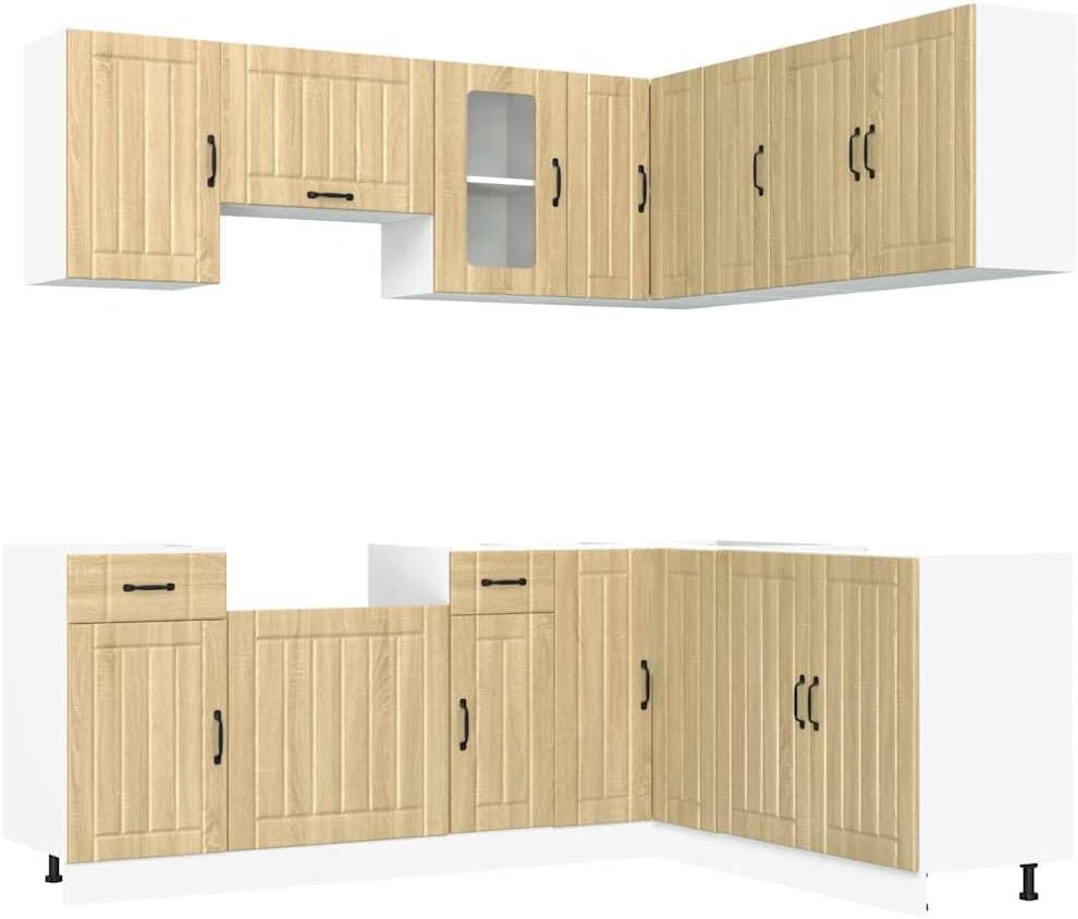 Lucca 7-Piece Kitchen Cabinet Set without Electrical Appliances High Gloss White Wood Material
