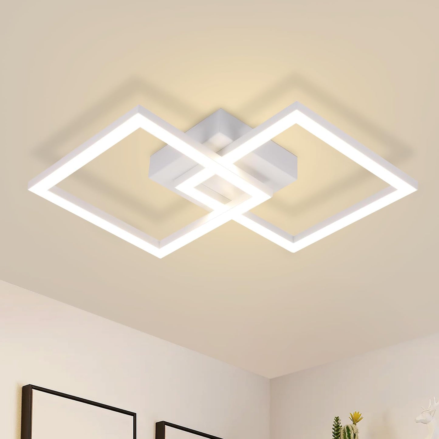 Homefire LED Ceiling Light, Kitchen, 24 W, Kitchen Lamp, Black, Living Room Lamp, Modern Design, Hallway Lamp, Warm White, Hallway, Bedroom Lamp, Square, for Living Room, Bedroom