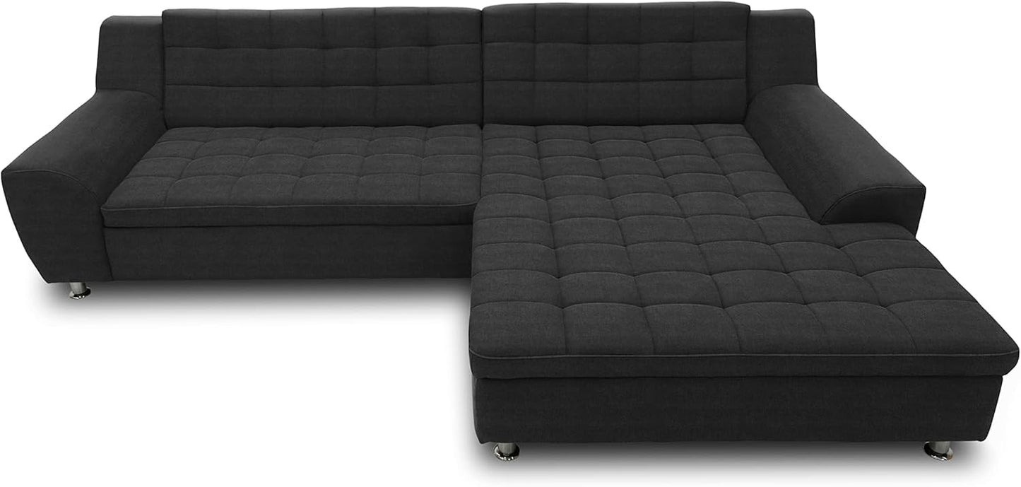 DOMO. collection Merida Corner Sofa, Sofa with Sleep Function in L-Shape, Corner Couch with Bed Box, Sofa Bed 304 x 200 x 84 cm (W x D x H), Beige