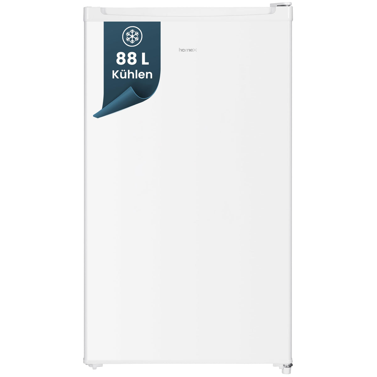 homeX Fridge without Freezer, Full-Room Fridge Small - 88 L Net Capacity, Freestanding and Compact, Table Fridge Quiet 39 dB, Fridge with LED Interior Lighting and Temperature Control, Silver
