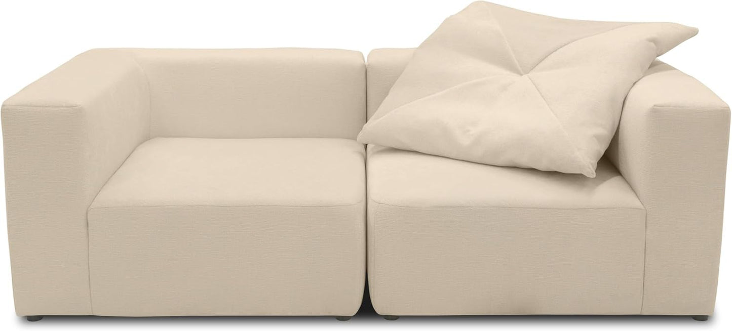 DOMO. collection Adrian Modular Sofa, 3-Seater Made of 2 x Corner Chairs and 1 x Chair, Big Sofa, Module Couch, 3 Upholstery Elements, 3-Seater Couch, 301 x 108 x 69 cm (W x D x H), Cream