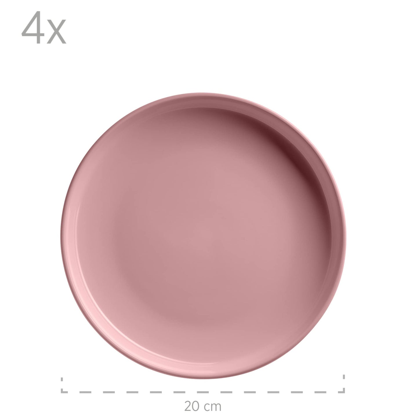 MÄSER 934005 Alenia Series Crockery Set for 4 People in Modern Scandinavian Design, 16-Piece Ceramic Crockery Set in Pink, Stoneware