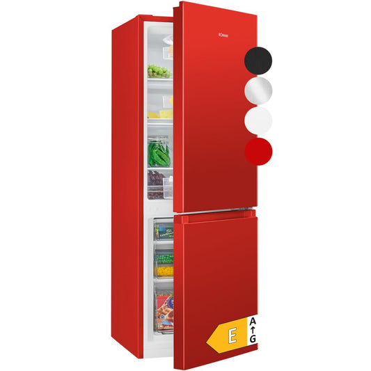 Bomann® Fridge-Freezer KG 320.2, 143 cm High, Fridge-Freezer with 175 Litre Capacity, 3 Shelves and 3 Drawers, Door Stop Replaceable, Quiet Fridge-Freezer 39 dB, Black