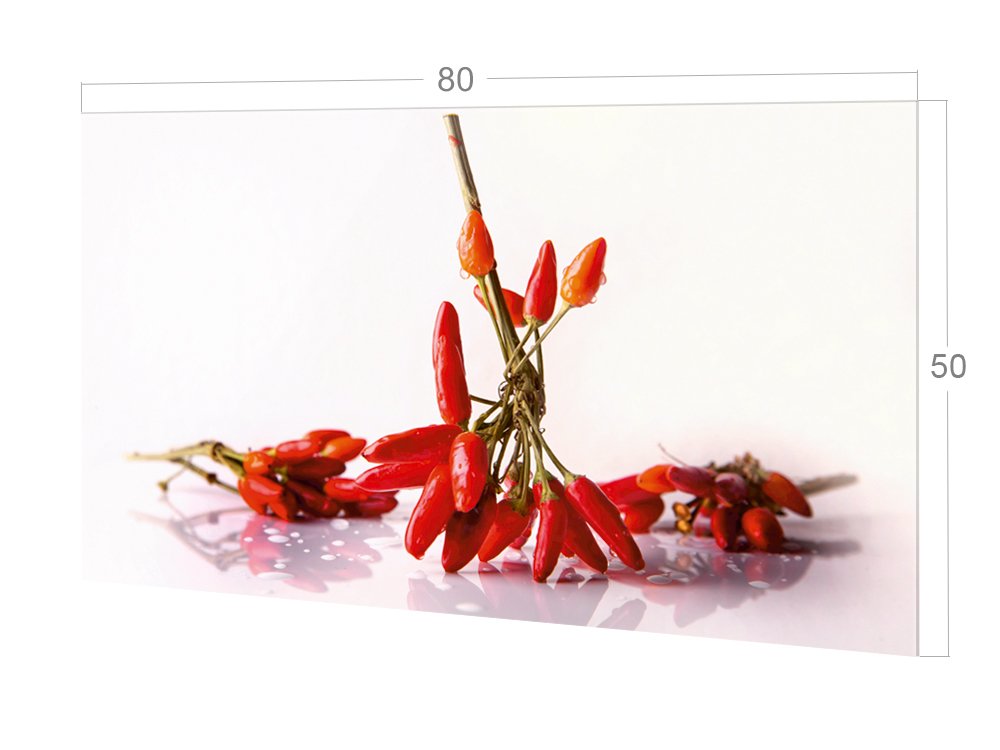 GRAZDesign Kitchen Back Wall Glass Chili Splash Guard Stove Print Behind Glass Picture Motif Spices Back Wall Kitchen Glass Plate with Kitchen Motif 60 x 60 cm