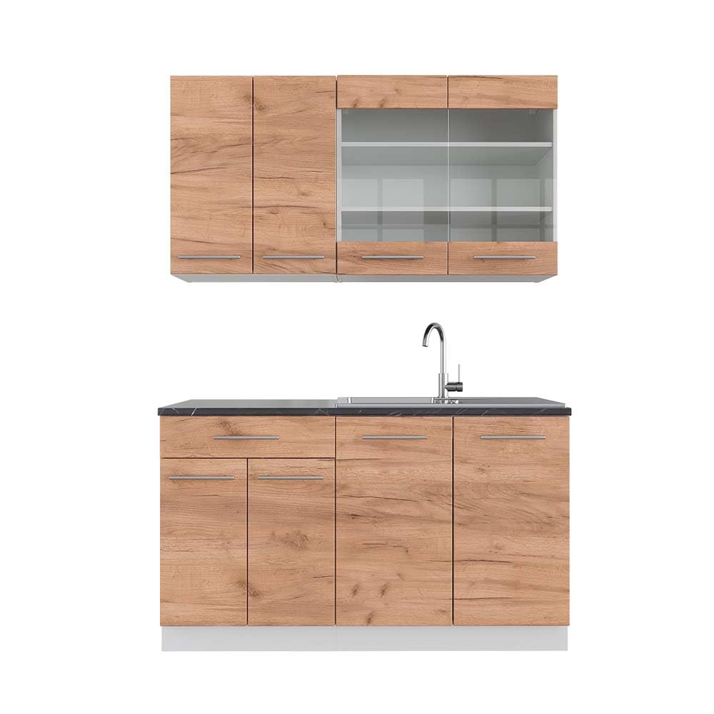 Vicco Fame-Line Single Built-In Kitchen Unit, 140 cm, High-Gloss Fame-Line (Anthracite, High Gloss)