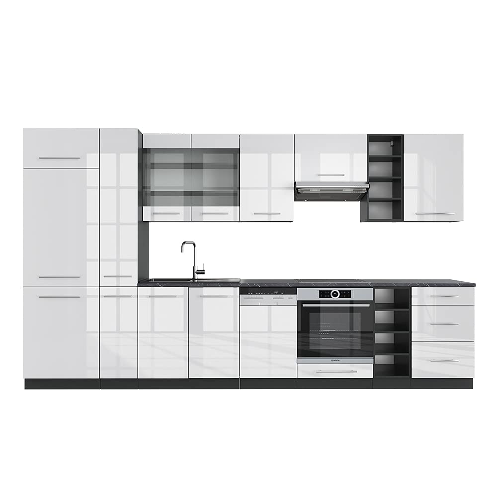 Vicco Kitchen Unit Fame-Line Goldkraft Oak / Anthracite 355 cm without Worktop