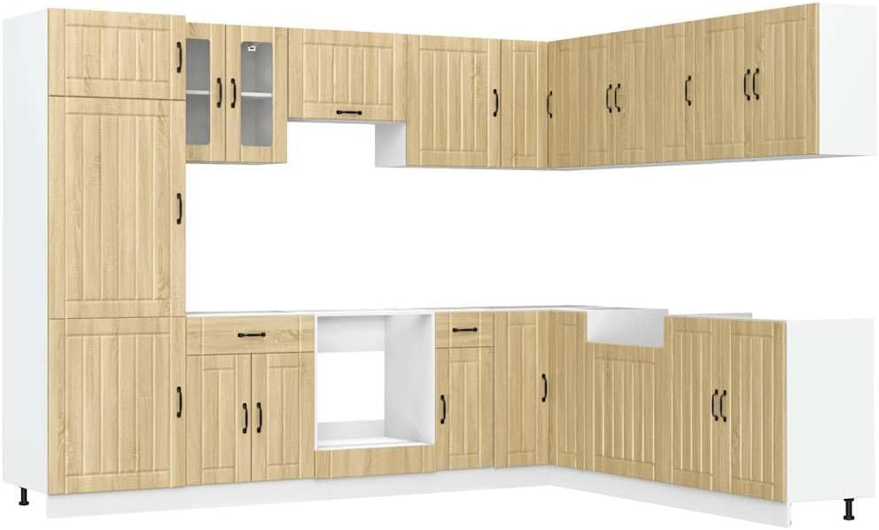 Lucca 7-Piece Kitchen Cabinet Set without Electrical Appliances High Gloss White Wood Material