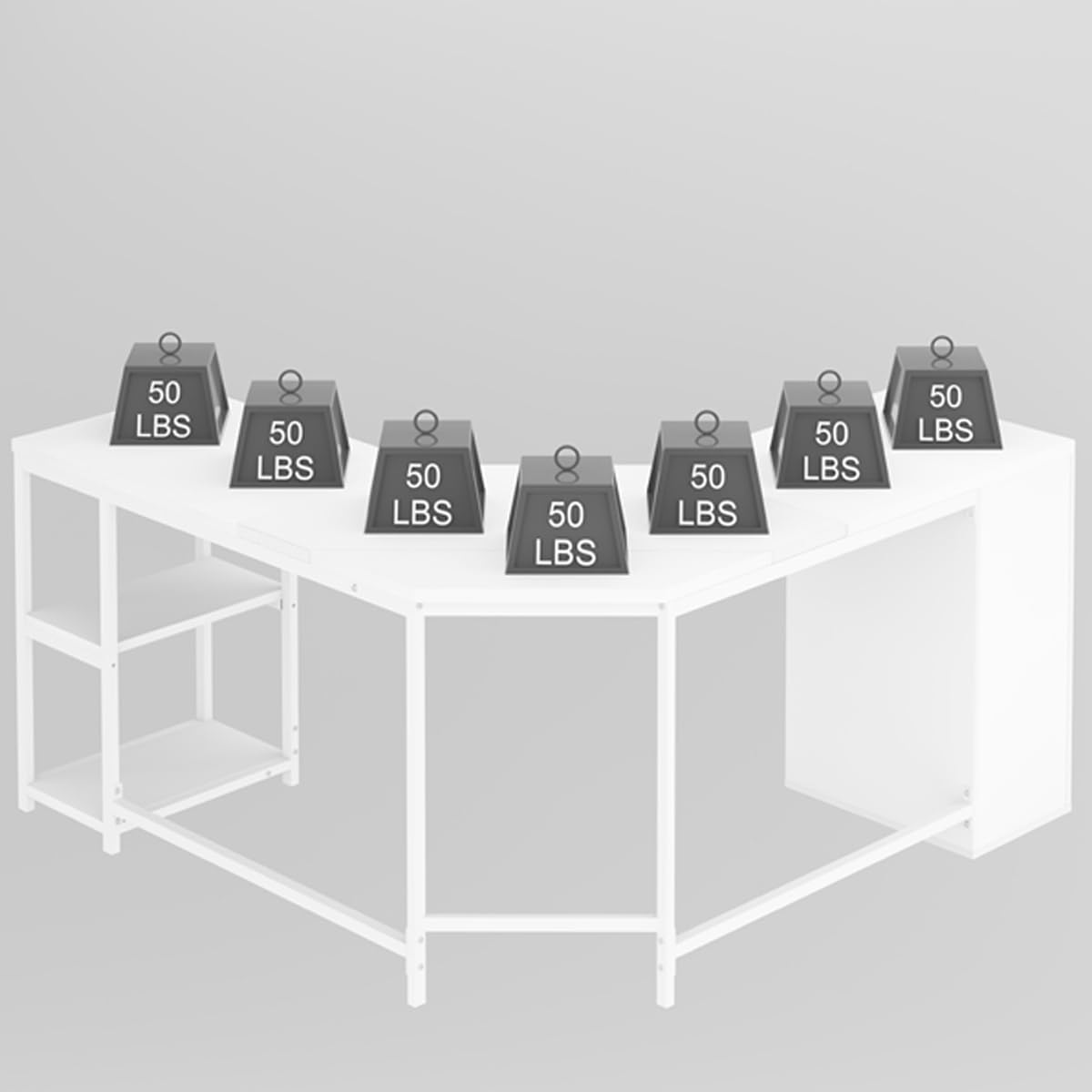 LVB White L Shaped Corner Desk with Drawers, Reversible Modern L Shaped Computer Desk with Storage Cabinets, Large L Shaped Wooden L Shaped Desk Metal L Shape