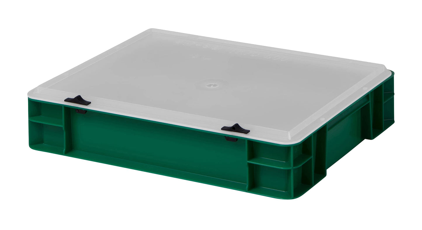 Design Eurobox Stacking Box Storage Container Plastic Box in 5 Colours and 16 Sizes with Transparent Lid (Matte) (Grey, 60 x 40 x 33 cm)