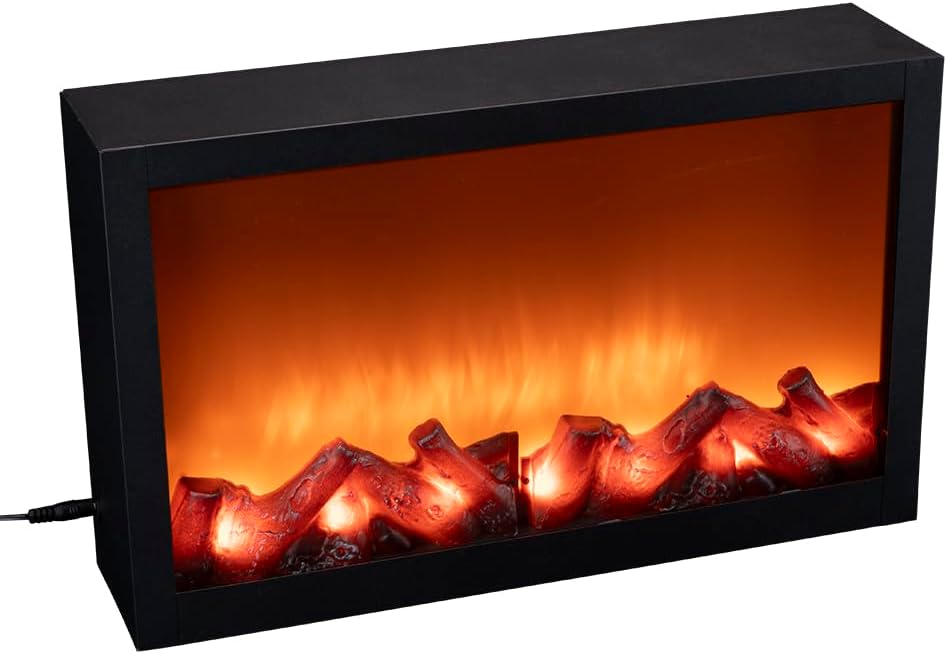 Ideen mit Herz LED Fireplace, Decorative Fireplace, Electric, Without Heating, Realistic Fire/Flame Effect, 41 x 10 x 25 cm, with Timer Function (6 Hours ON, 18 Hours Off)