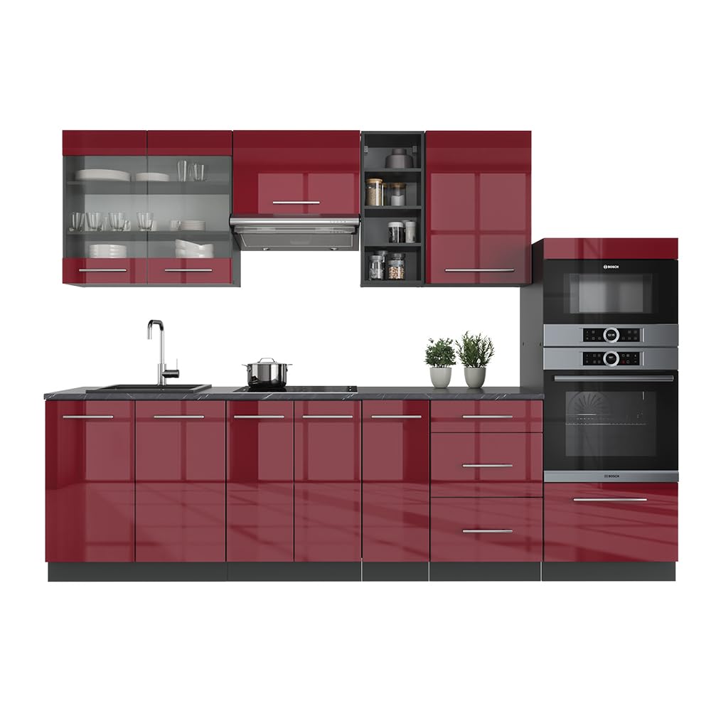 Vicco Kitchen Unit Fame-Line Goldkraft Oak / Anthracite 280 cm without Worktop