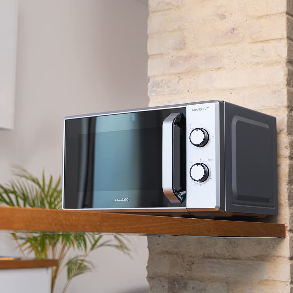 Cecotec Microondas ProClean 3160 Mirror, 20 L, Ready2Clean Coating, 800 W Grill, 9 Levels, 30 min Timer, 3D Wave Technology, Silver, Mirrored Door