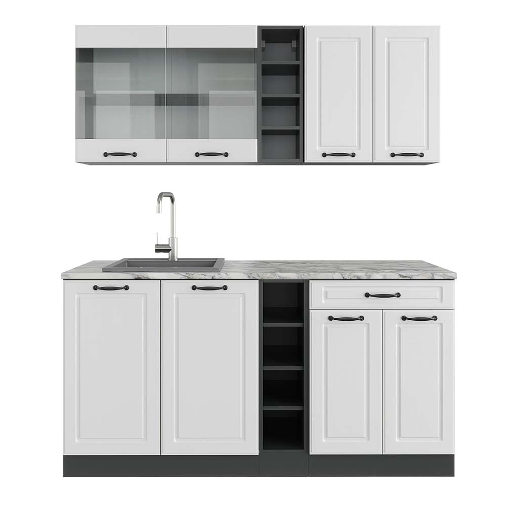 Vicco Single Kitchen R-Line White High Gloss / Anthracite 160 cm without Worktop