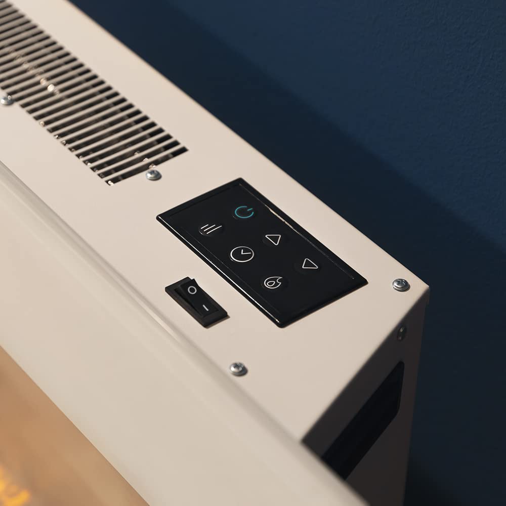 Cecotec Ready Warm 2200 Curved Flames Electric Fireplace with Remote Control, 22 Inch, 2000 W with 2 Power Levels, Curved Tempered Glass Scoreboard, 2 LED Lights, 20 m2