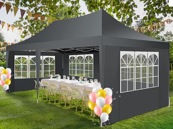 COBIZI Pavillon 3x6,Faltpavillon 3x6 Wasserdicht Stabil Winterfest, Sofort aufklappbare Vordächer Outdoor Gartenzelt mit 6 Seitenteilen, für Party Garten Festival, Weiß