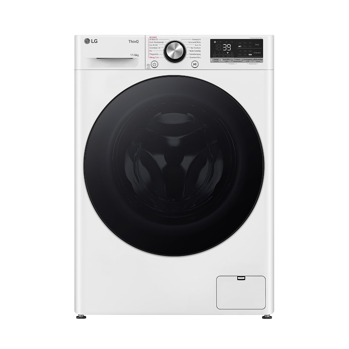 LG Electronics V7WD96H1A Washer Dryer with AI DD, 9 kg Wash, 6 kg Drying, 1400 rpm, Steam, TurboWash 360°, Feel-Good Drum, Wi-Fi Function, White