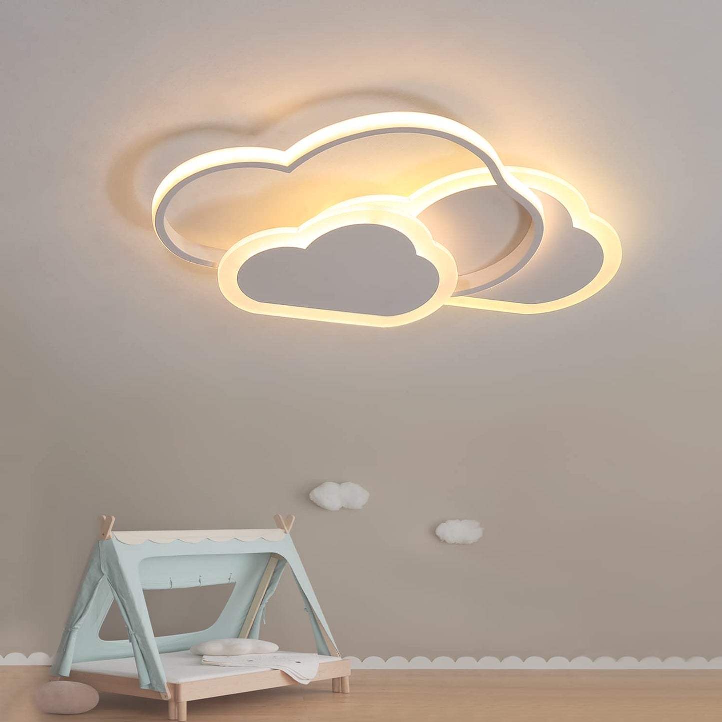34 cm LED Ceiling Light Bedroom Wooden Children's Room Lamp Ceiling Star Children's Lamp Dimmable Ceiling Lamp for Children Lamp with Remote Control