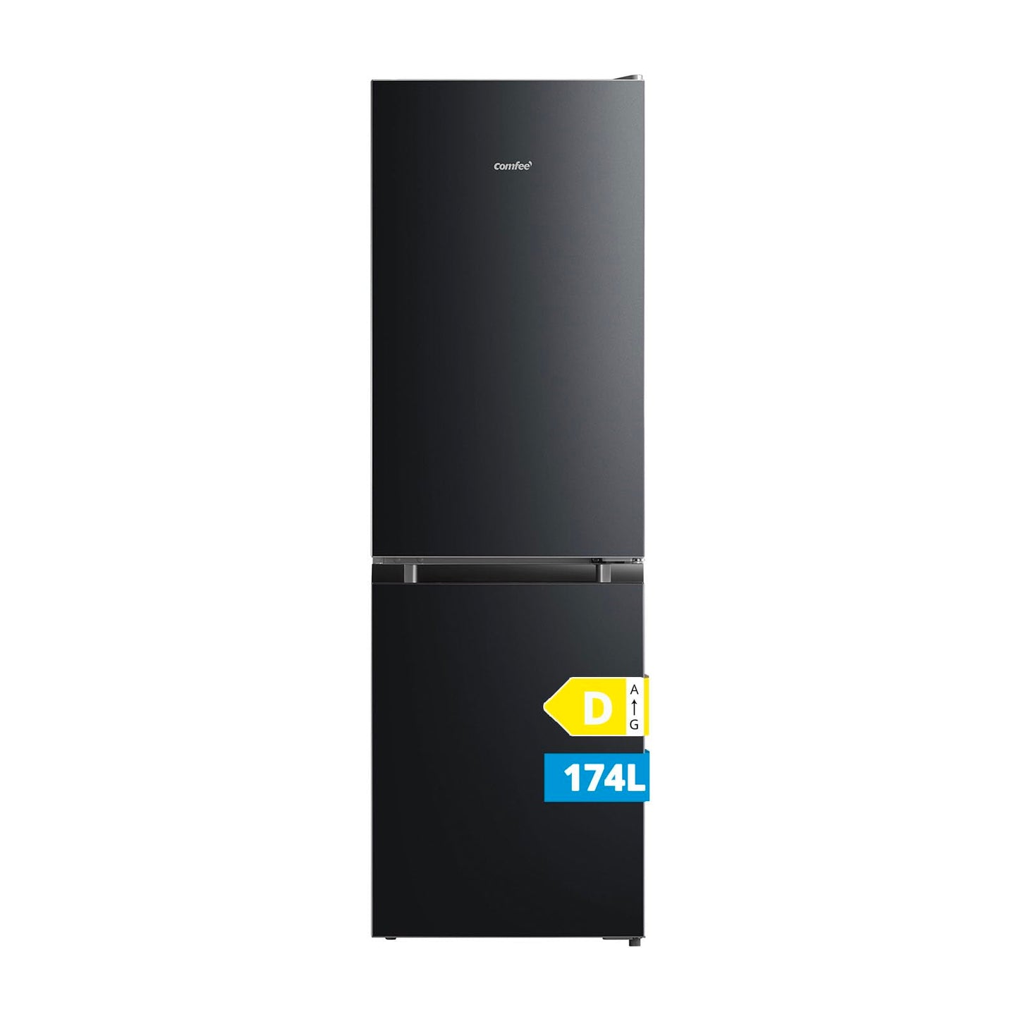 Comfee RCB169DK3 Combination Fridge-Freezer, 150 cm Height, Low Frost, 174 L, Quiet, 38dB, Adjustable Temperature, LED Light, 156 kWh/Year, Black