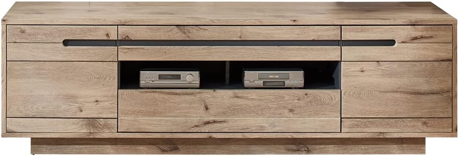 TV Wall Unit Media Furniture Oak Graphite 205 cm Wide Lowboard TV Cabinet Wall Shelf