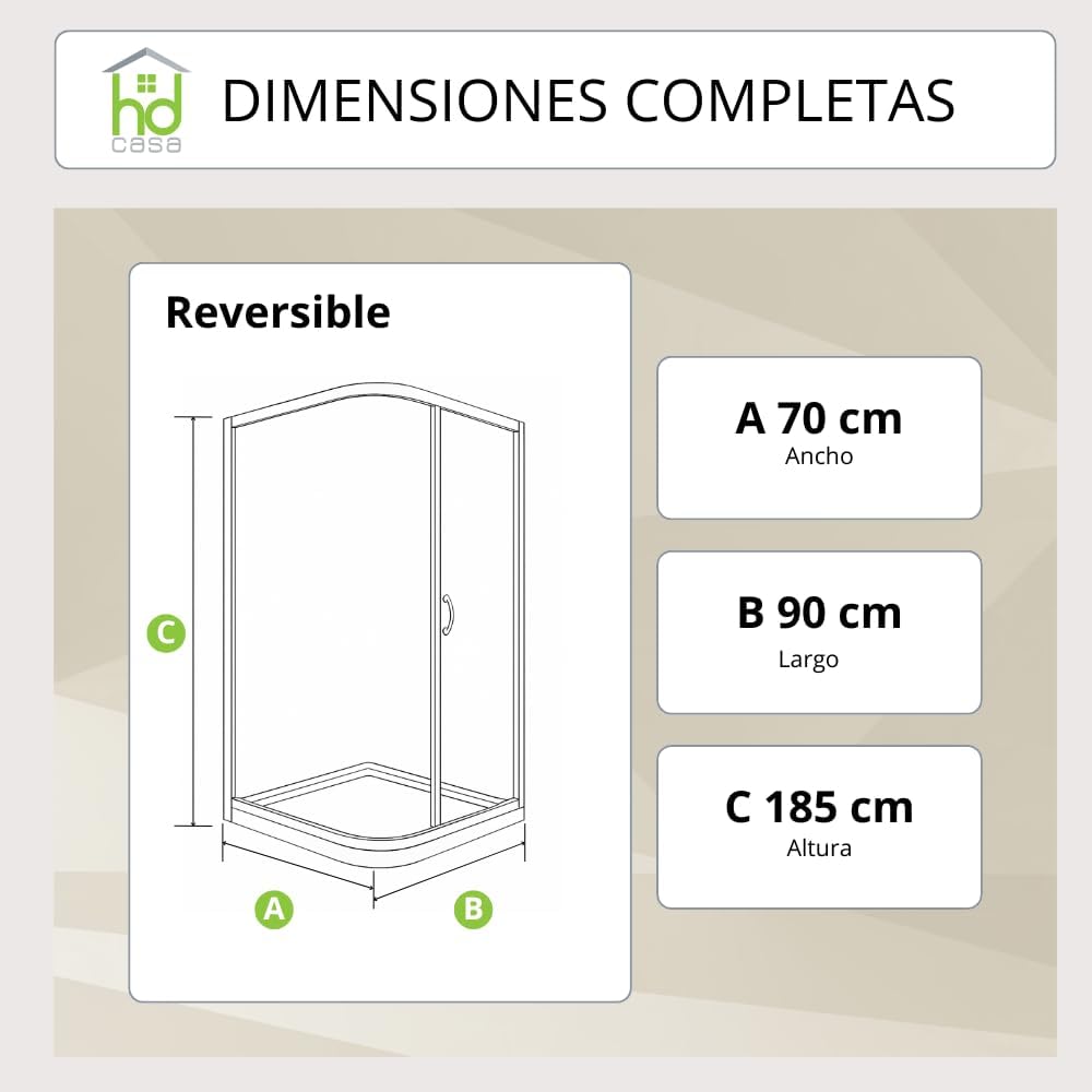 Paola Shower Cubicle 70 x 90 cm PVC Cabin with Side Opening Unique Folding Door Reducible Reversible White
