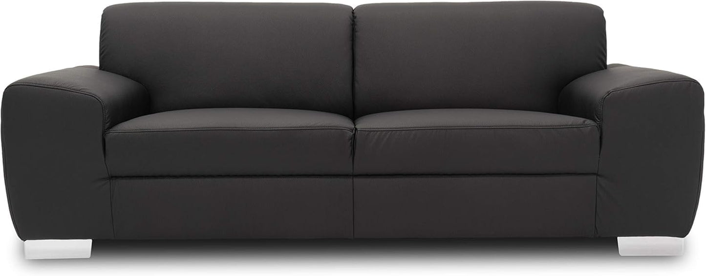 Domo Collection Ricardo Sofa, 3-Seater Couch, Set in Faux Leather, Black, 220 x 89 x 81 cm