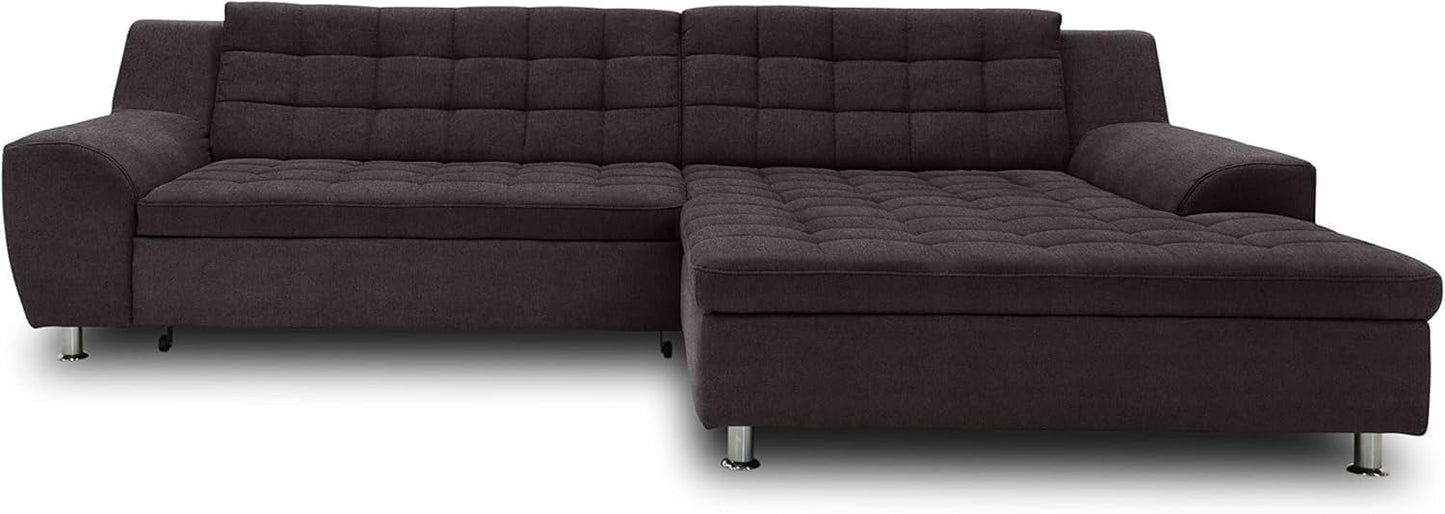 DOMO. collection Merida Corner Sofa, Sofa with Sleep Function in L-Shape, Corner Couch with Bed Box, Sofa Bed 304 x 200 x 84 cm (W x D x H), Beige