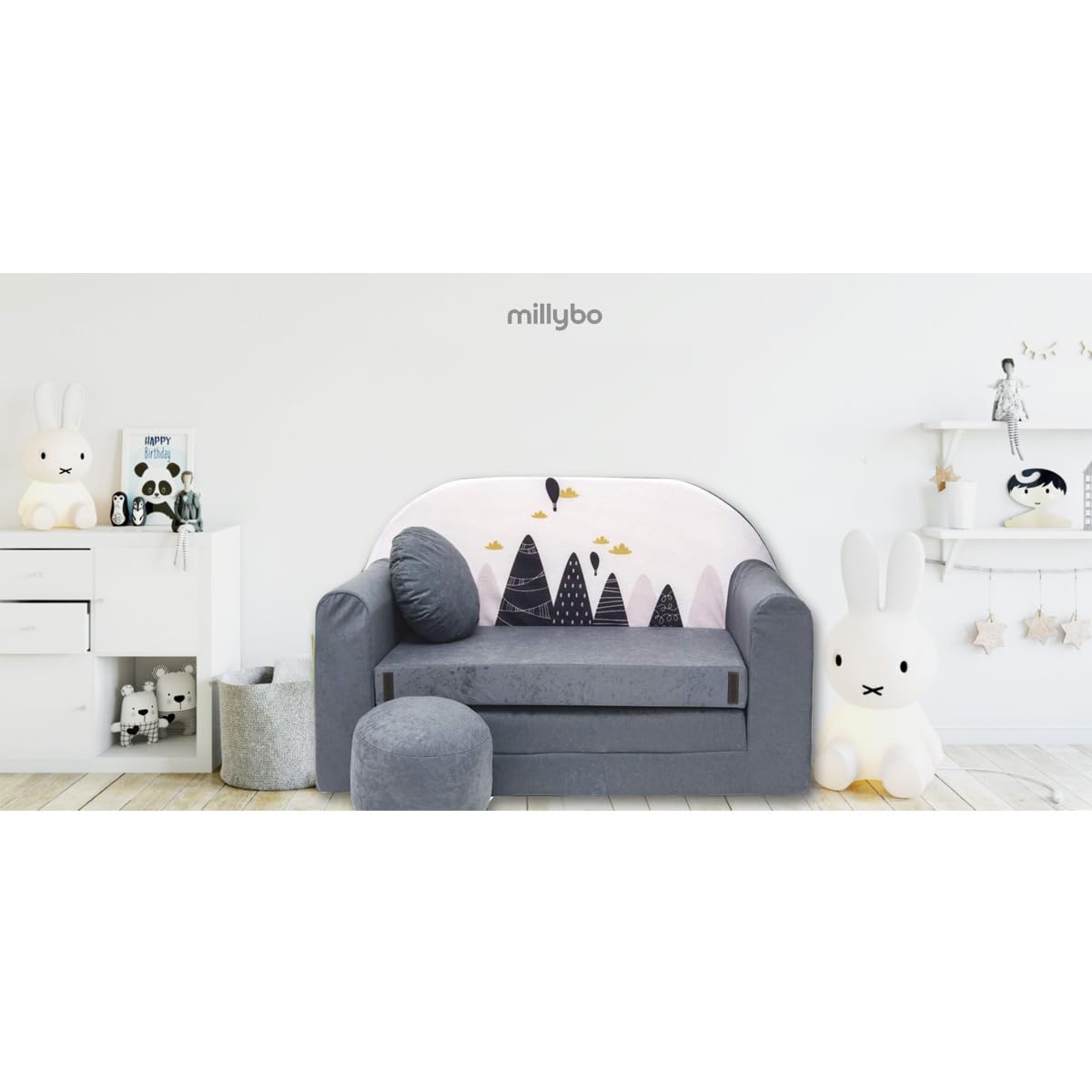 Children's Sofa with Sleep Function Foldable 3-in-1 Children's Sofa Play Sofa with Bed Function Girls Boys Bean Bag Mini Sofa Bed Children's Room Sleeping Chair (A39)