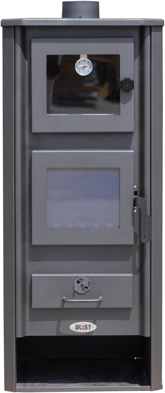 Fireplace with Baking Compartment, White Wood Stove, 12.1 kW, Fireplace, Ambasador Stove, Permanent Burning Stove, Workshop Stove, Swedish Stove, Hut Stove Heating Oven