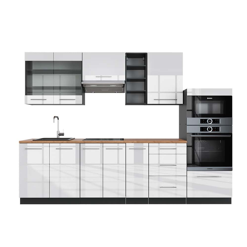 Vicco Kitchen Unit Fame-Line Goldkraft Oak / Anthracite 280 cm without Worktop