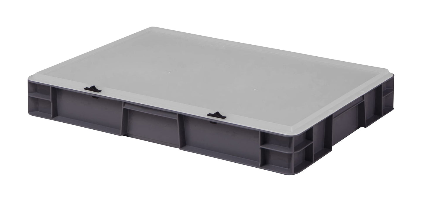 Design Eurobox Stacking Box Storage Container Plastic Box in 5 Colours and 16 Sizes with Transparent Lid (Matte) (Grey, 60 x 40 x 33 cm)