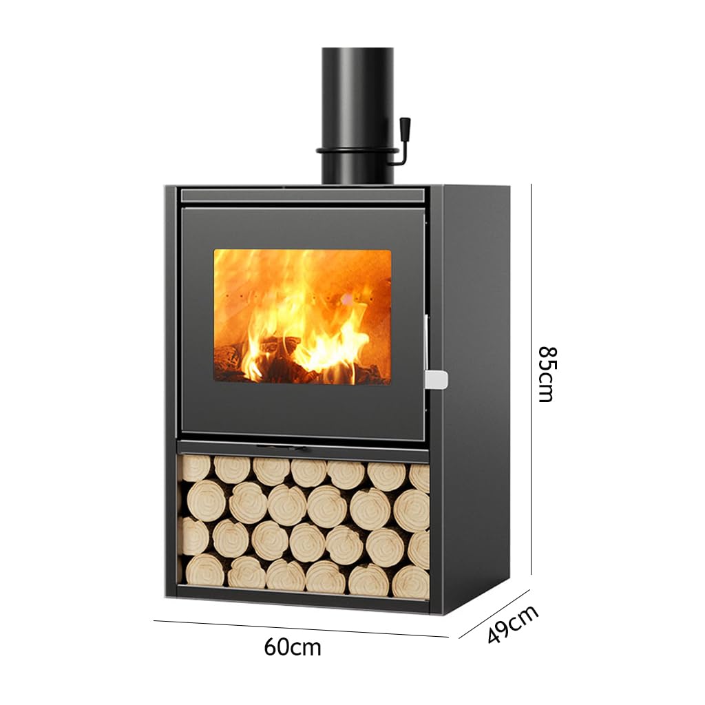 Cast Iron Wood Stove 15 kW, Fireplace Wood Stove, Robust New Wood Stove Living Room Wood Stove Decoration, With Ceramic Glass Window, Heating Stove, Fireplace for Warming Rooms (Size: 85 x 60 x 49 cm)