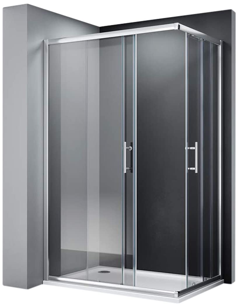 SONNI 80 x 80 cm Corner Entry Shower Cubicle without Shower Tray, Safety Glass Sliding Door Corner Shower Enclosure Shower Sliding Door Glass