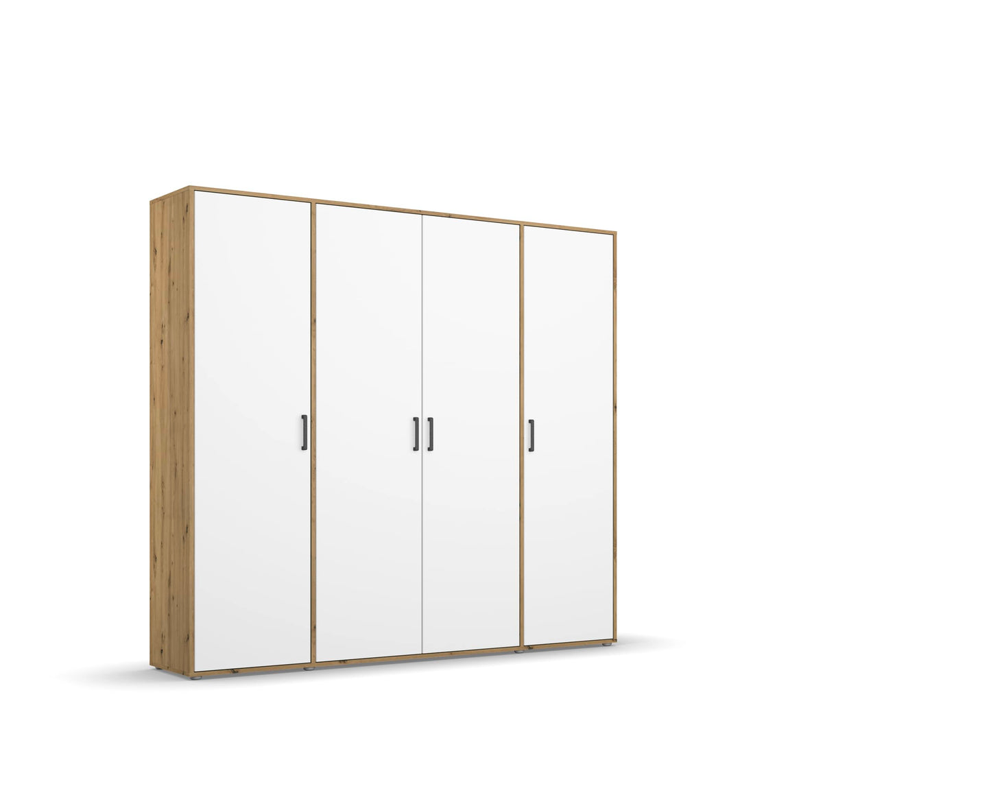 Rauch Möbel Voyager Hinged Door Cupboard, Alpine White/Artisan Oak, Wood, 3 Doors with 2 Drawers, Includes 1 Clothes Rail, 3 Shelves, 140 x 194 x 53 cm (W x H x D)