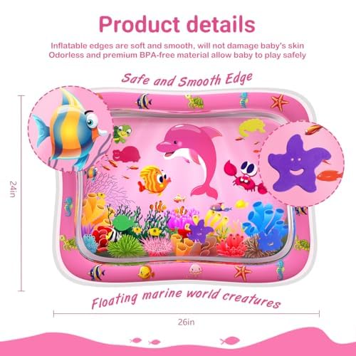 ZMLM Baby Tummy Time Water Mat: Toddler Toy Gift Activity Play Mat Inflatable Sensory Play Mat Babies Belly Time Pat Indoor Small Pad for 3 6 9 Months Newborn Boys