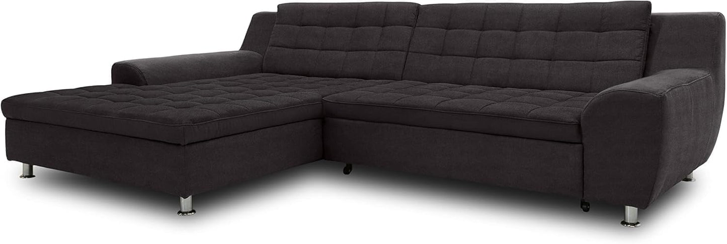 DOMO. collection Merida Corner Sofa, Sofa with Sleep Function in L-Shape, Corner Couch with Bed Box, Sofa Bed 304 x 200 x 84 cm (W x D x H), Beige