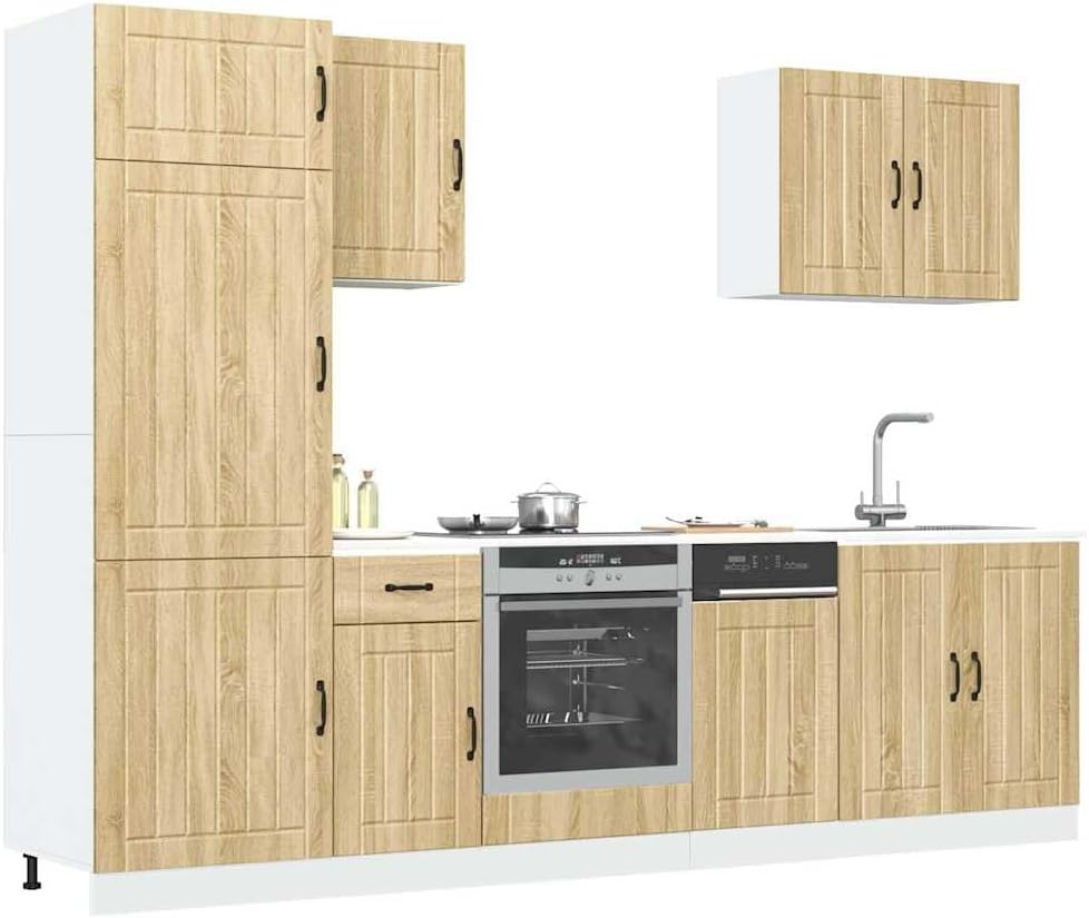 Lucca 7-Piece Kitchen Cabinet Set without Electrical Appliances High Gloss White Wood Material