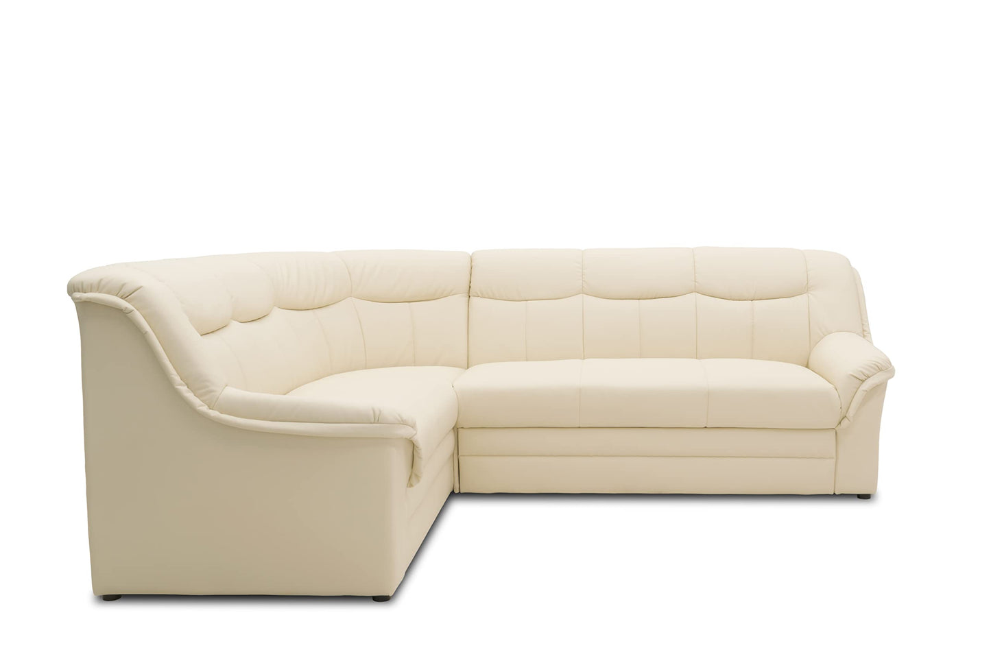 DOMO. collection Berlin Corner Sofa, Timeless Leather Corner Sofa with High-Quality Spring Core Padding, L-shaped Faux Leather, Couch 205 x 250 x 89 cm, Black