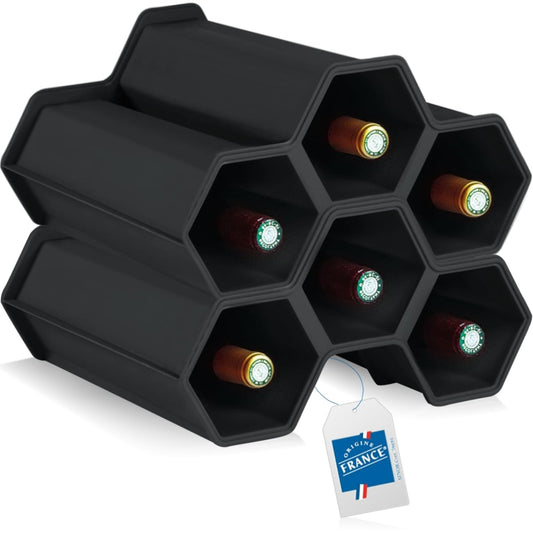 Stimo Wine Rack for 12 Bottles Stackable Bottle Rack Plastic Drinks Rack Expandable (4)