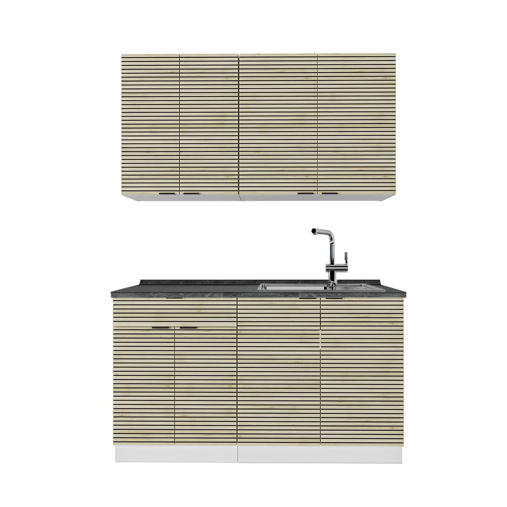 Vicco Fame-Line Single Built-In Kitchen Unit, 140 cm, High-Gloss Fame-Line (Anthracite, High Gloss)