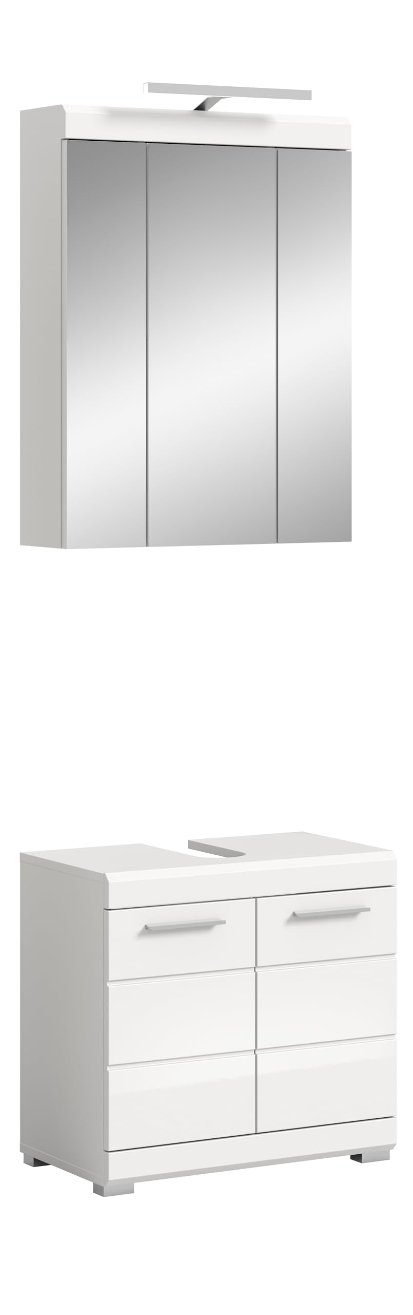 Badezimmer Scout X06B2723 Wall-Mounted Cupboard Wide Cabinet in Front White High Gloss Body Smoke Silver Nb. Approx. 74 x 79 x 24 cm