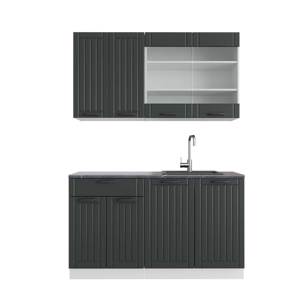 Vicco Fame-Line Single Built-In Kitchen Unit, 140 cm, High-Gloss Fame-Line (Anthracite, High Gloss)