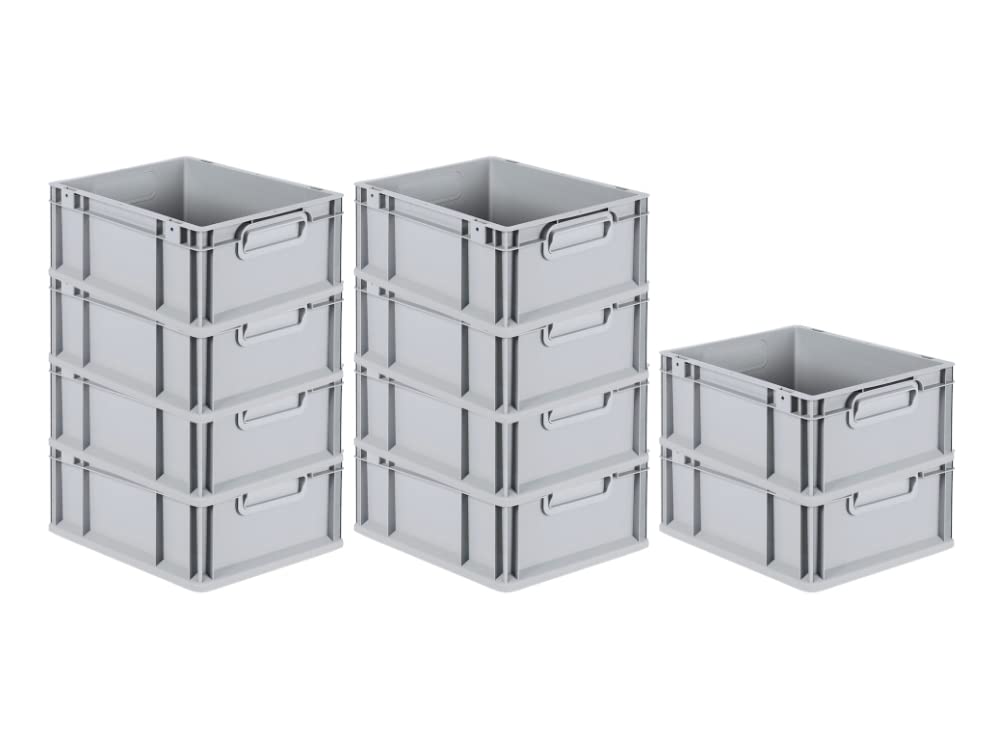 PROREGAL SuperSparSet 5 x Eurobox NextGen Economy | Closed Handles | H x W x D 17 x 30 x 40 cm | 16 Litres | Euro Container, Transport Box, Transport Container, Stacking Container