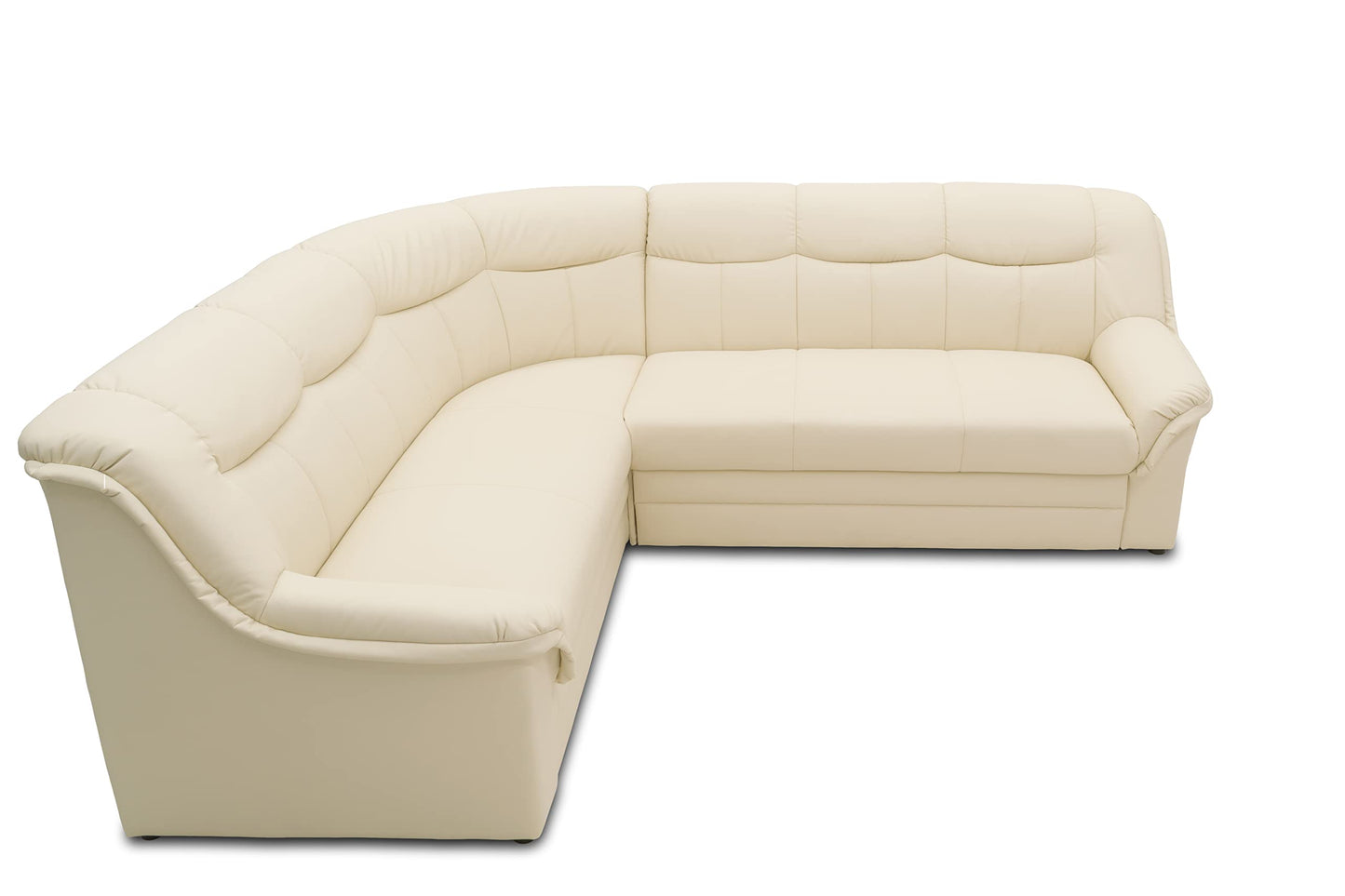 DOMO. collection Berlin Corner Sofa, Timeless Leather Corner Sofa with High-Quality Spring Core Padding, L-shaped Faux Leather, Couch 205 x 250 x 89 cm, Black