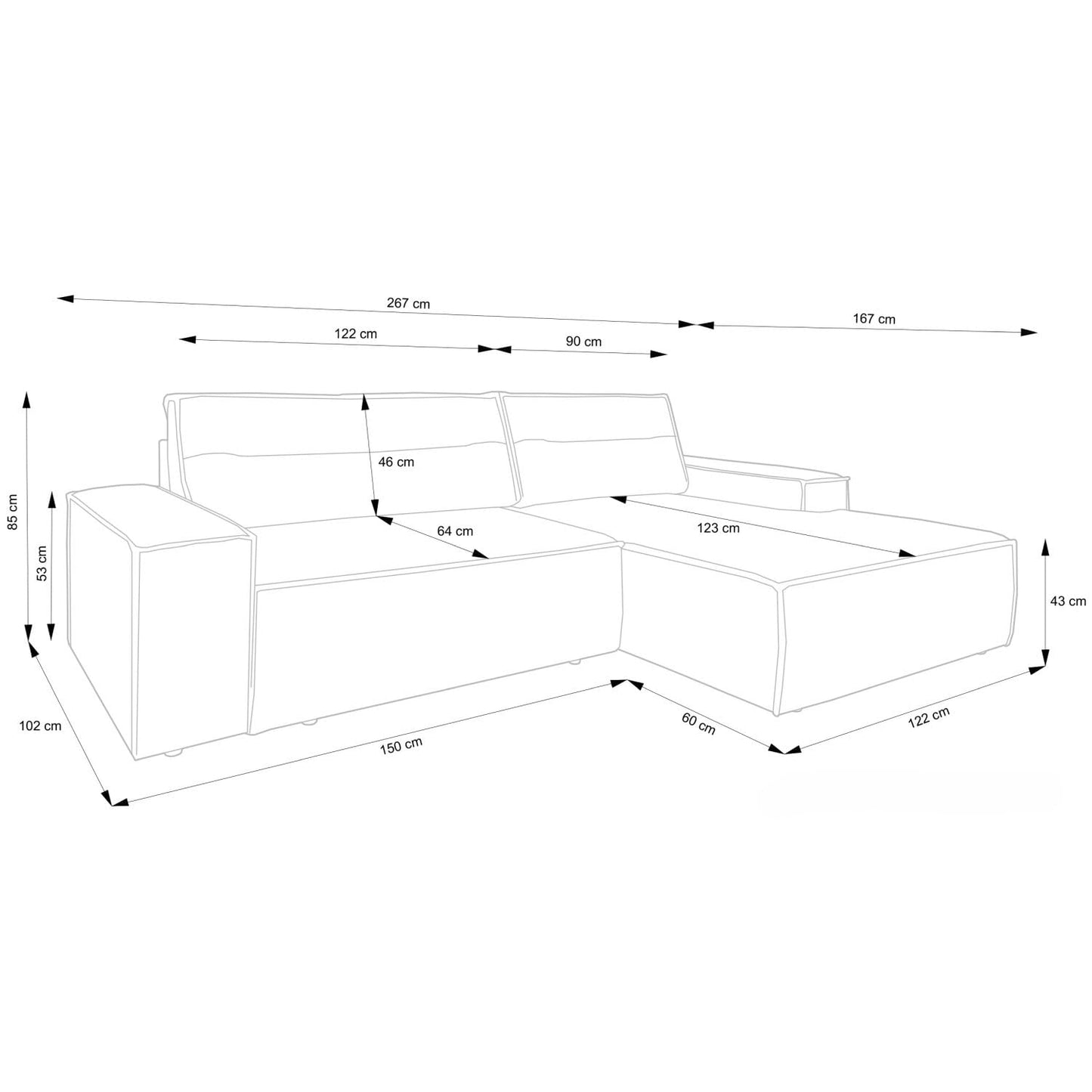 Selsey Sofa Corner Sofa Bed Couch with Storage Space Sleep Function Easy Care Polyurethane Foam L Shape Right Farese Beige Corduroy Look