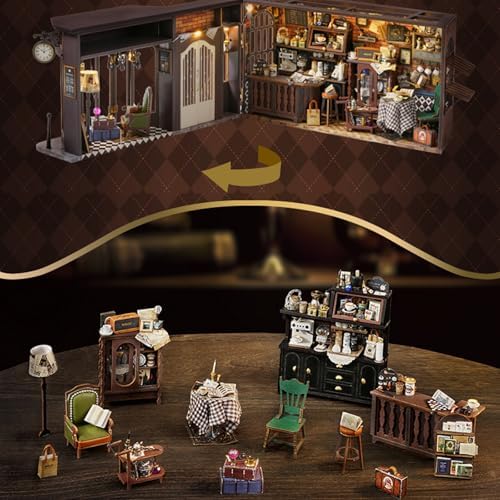 UINOFER DIY Greenhouse Wood, Miniature Garden House Building with Furniture, Creative Construction Kit Adults, Model Kit for Adults and Children - Hanging Garden
