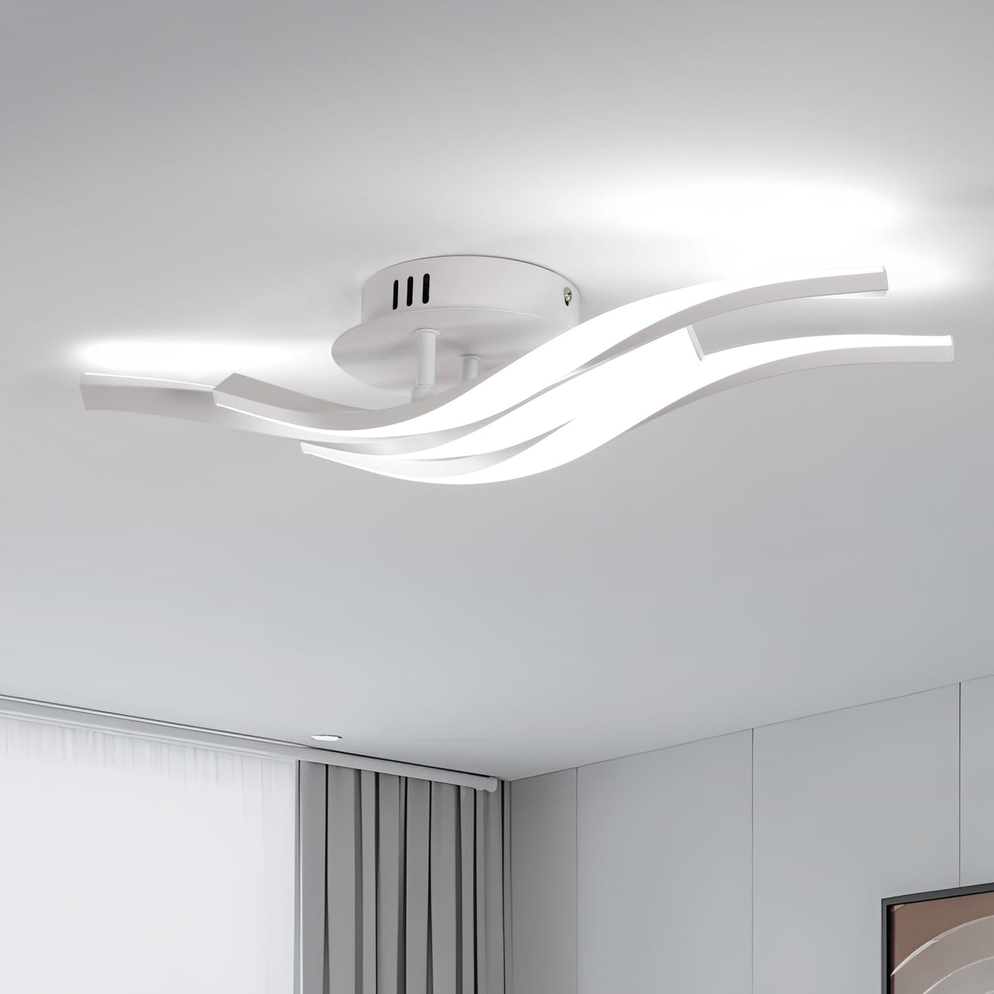 LED Ceiling Light, Kitchen Ceiling Light, Bedroom, 18 W 1620 LM Ceiling Light Living Room, 6500 K Cold White, 3 LEDs, Suitable for Bedroom, Dining Table, Hallway Lamp Ceiling, Balcony, Diameter 54 cm