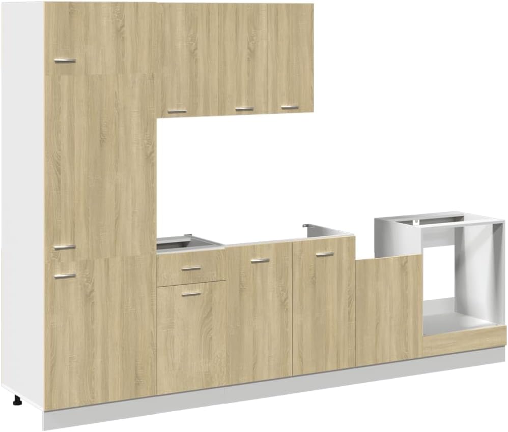 Lyon Sonoma Oak Wood Composite Kitchen Cabinet Set 7-Piece