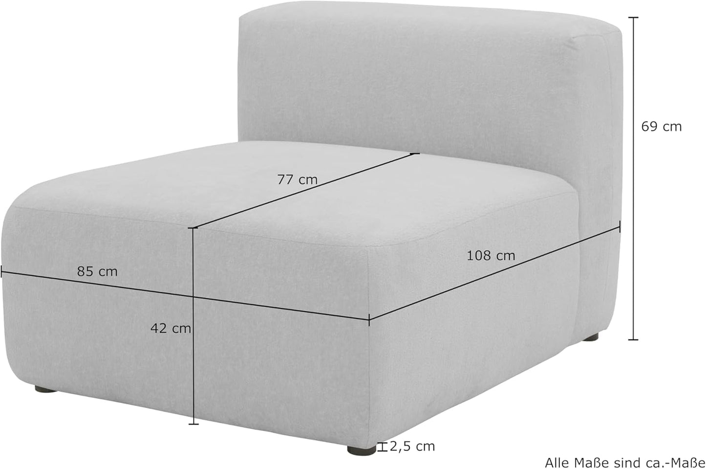 DOMO. collection Adrian Modular Sofa, 3-Seater Made of 2 x Corner Chairs and 1 x Chair, Big Sofa, Module Couch, 3 Upholstery Elements, 3-Seater Couch, 301 x 108 x 69 cm (W x D x H), Cream