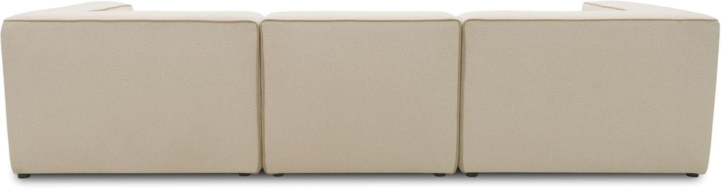 DOMO. collection Adrian Modular Sofa, 3-Seater Made of 2 x Corner Chairs and 1 x Chair, Big Sofa, Module Couch, 3 Upholstery Elements, 3-Seater Couch, 301 x 108 x 69 cm (W x D x H), Cream