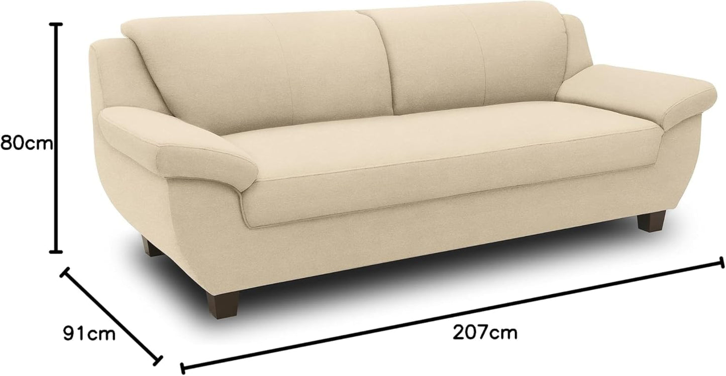 DOMO. collection Panama 3-Seater Sofa 3-Seater Couch Set 3-2-1 Anthracite 207 cm
